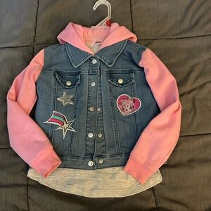 Disney Blue and Pink Jean Jacket with Fun Patches